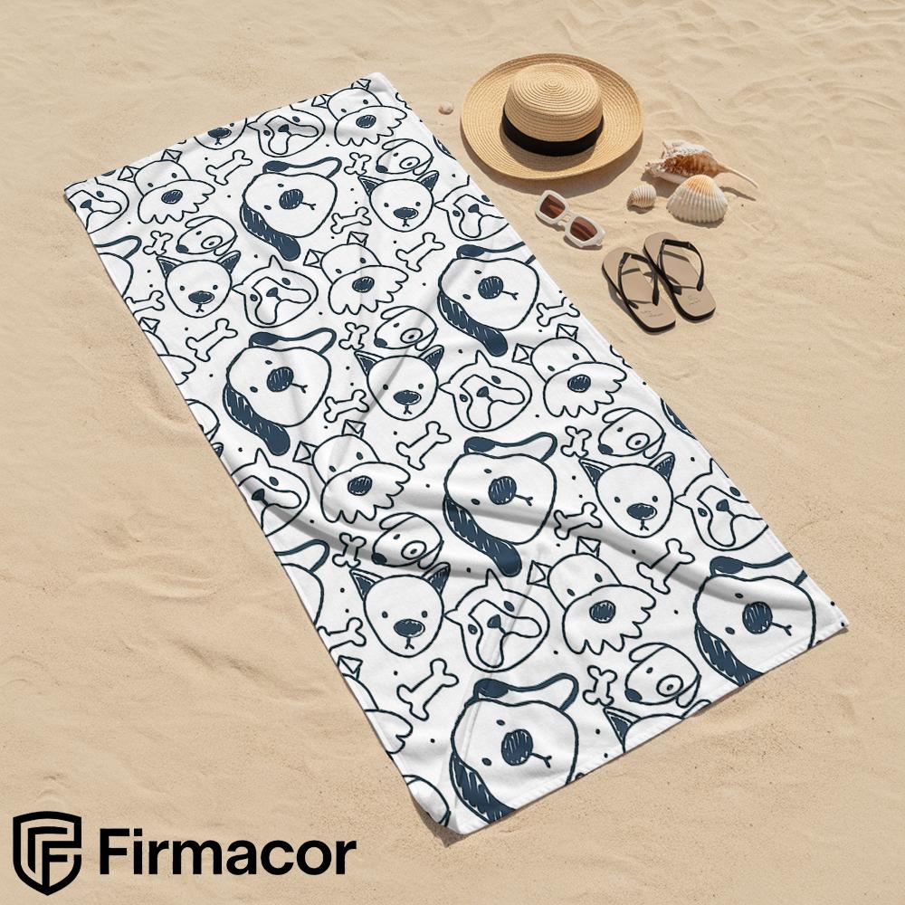 Doodle Dog Bone Line Cartoon Anime Beach Towel Microfiber Quick Dry Super Absorbent Soft Bath Towel for Kids Adults Travel