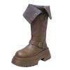 Yueyu retro but knee thick-soled boots women's 2025 new autumn and winter thin small height knight boots