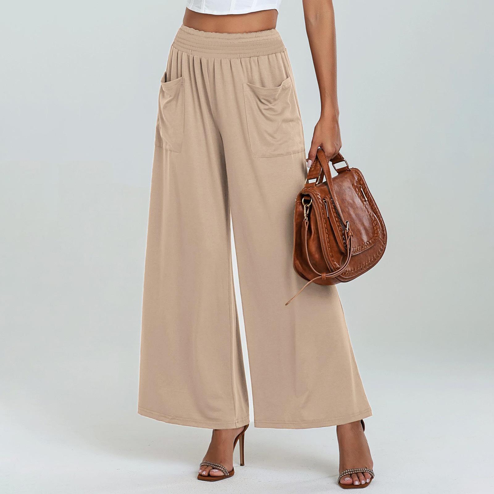 

Women s High Waist Sports Casual Loose Hip Lifting Wide Leg Pants Clothes Sale S абрикосовый