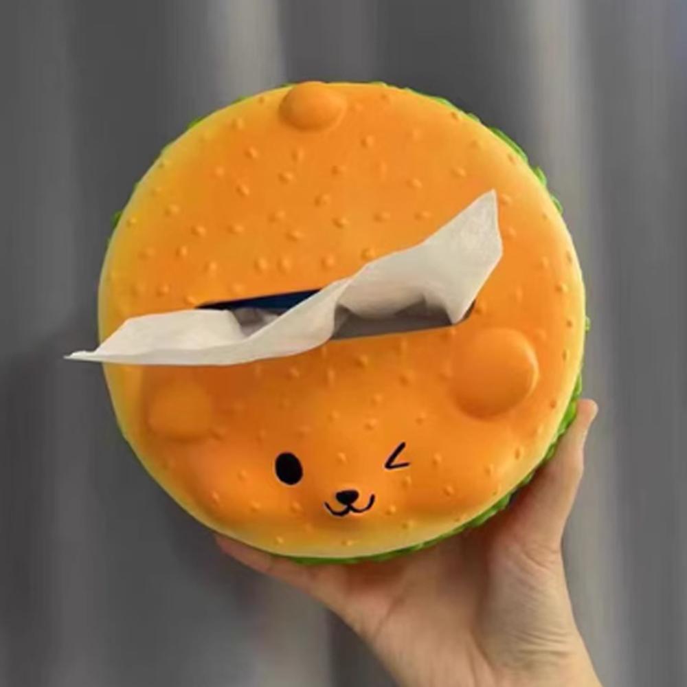 Figure Model Burger Dog Tissue Box Collectible Hamburger Fun Tissue Box  Birthday Gift