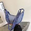 Versatile Nylon Crossbody Bag Adjustable Strap Dumpling Bag Sweet Plaid Shoulder Bag  Outdoor