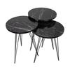 Black Marble Pattern Metal Leg Nesting Table