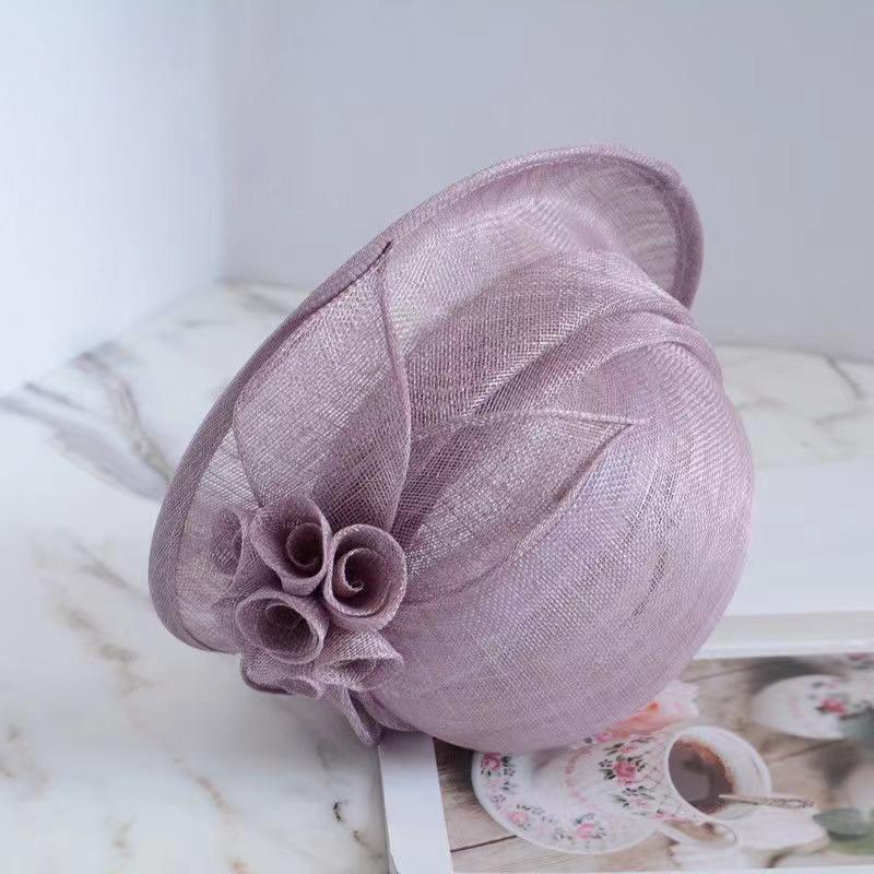 Spring Summer Linen Hat Female Fashion Handmade Flower Sunshade Basin Hat Elegant Breathable Sun Hat Female