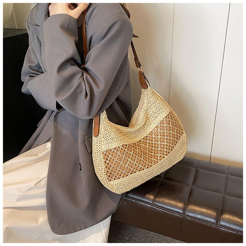 Large Capacity Weave Tote Bag Fashion Summer Beach Straw Handbag Bohemian Shoulder Bag Beach