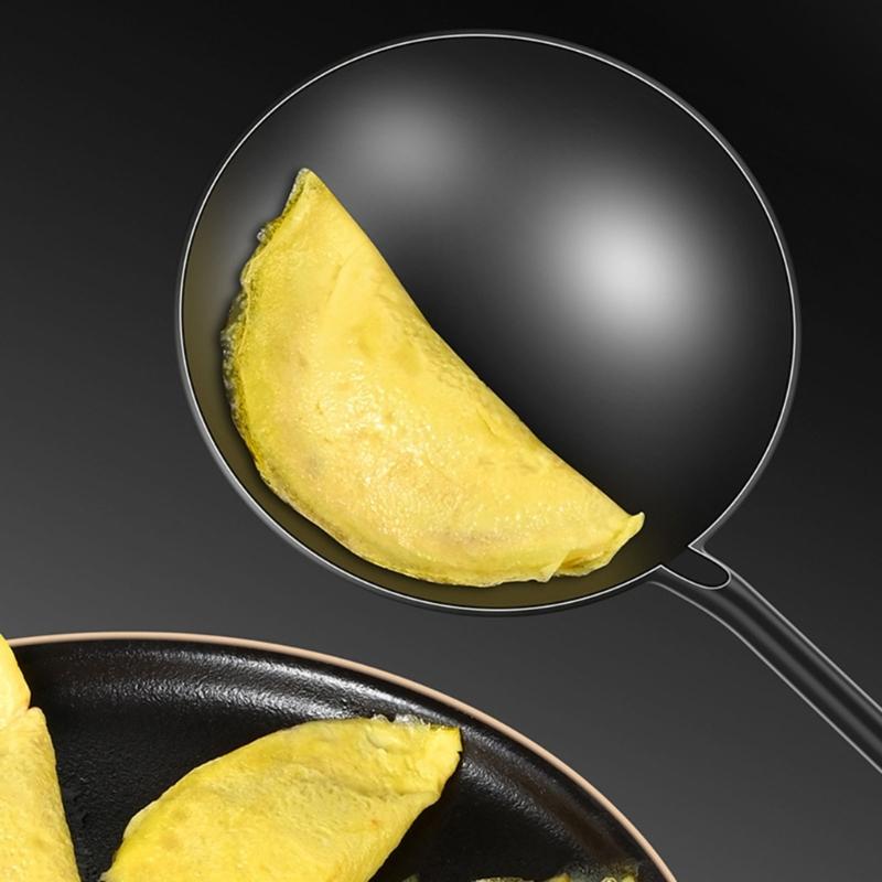 Oil Separators Spoon Wood Handle Iron Spoon Metal Frying Spatula Easy to Clean Kitchen Tool for Cooking and Stir Frying