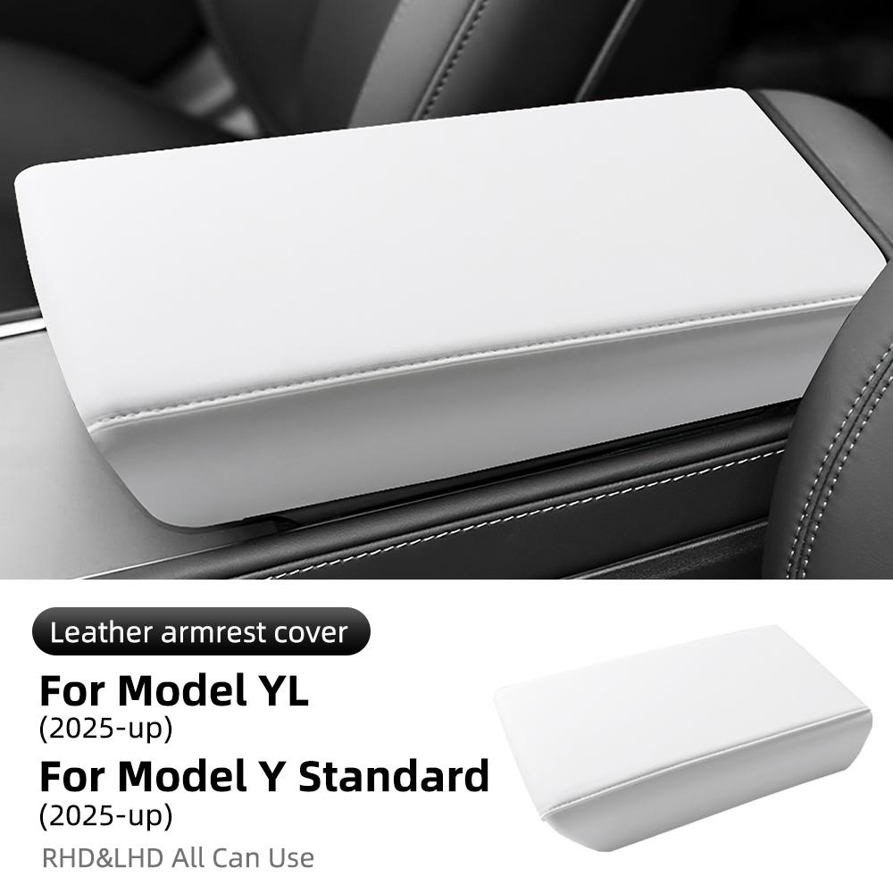 Leather Armrest Box Protective ABS Cover Trim For Tesla Model YL 6 Seats Model Y Standard 2025 2026 2027 Arm Rest Lid Interior