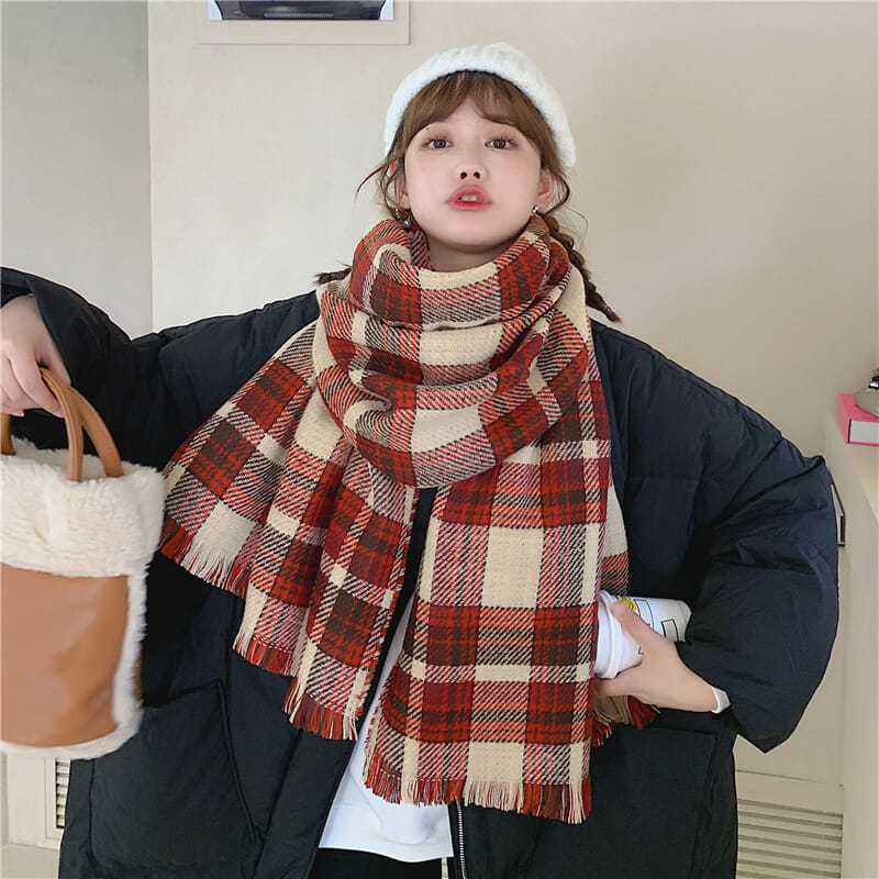 Korean Style Milk Coffee Heart Scarf: Cute, Versatile, Winter Shawl for Women and Students