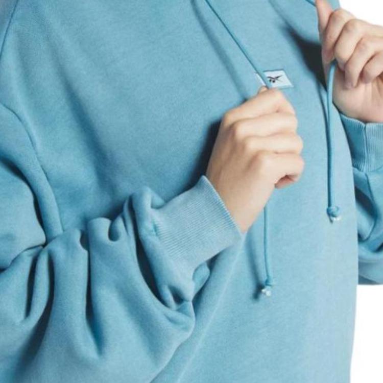 Reebok Solid Color Hooded Loose Fit Sweatshirt Women Top Blue HS4747