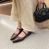Sheepskin Version Pointed French Leather Mary Jane Single Shoes 2025 Spring New Retro Low-heeled Versatile Flat Shoes
