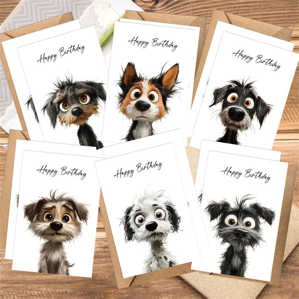 12Pcs Anniversary Greeting Card For Men Women Husband Wife Adult Kid Cartoon Dog Birthday Greeting Card With Envelope