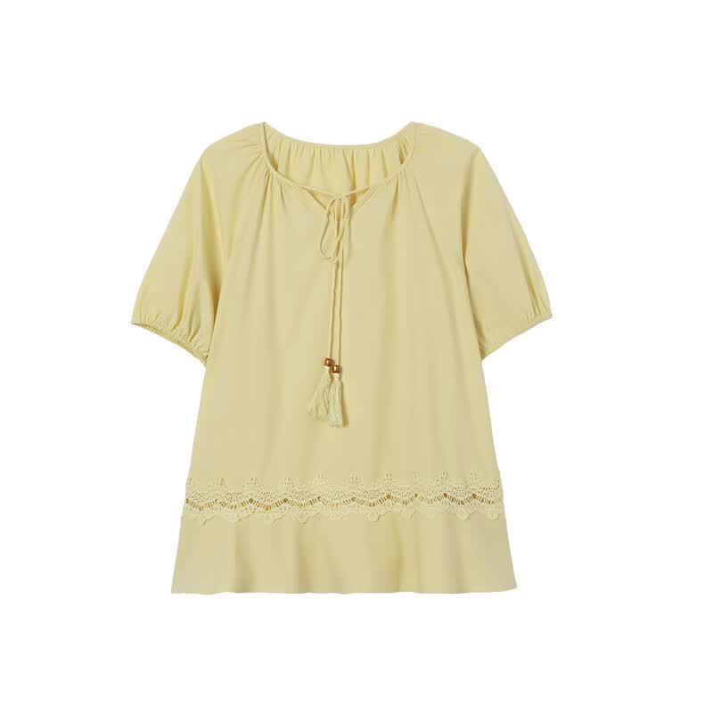 Demana Pure Cotton Lace Ruffle Blouse