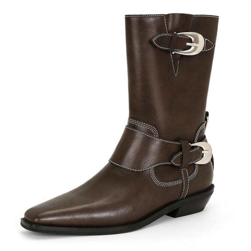 Fashion Winter Cool Girl Short Boots 2025 New Designer Western Cowboy Mid Heels Women Boots Retro Casual Versatile Punk Women Boots