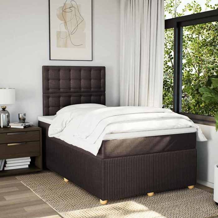 Maison Exclusive - Sommier à lattes de lit et matelas marron foncé 120x190cm tissu
