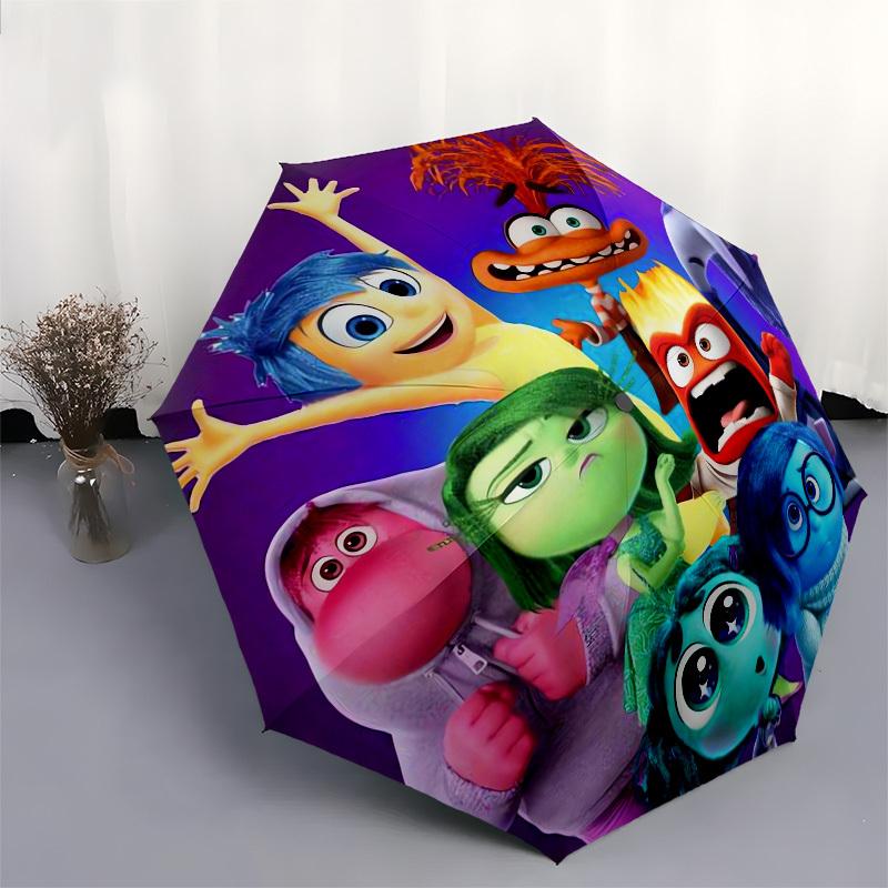 Emotions, Inside Out Themed Automatic Opening and Closing Umbrella, Brightly Colored 8-rib Portable Umbrella, Suitable for Men and Women, A