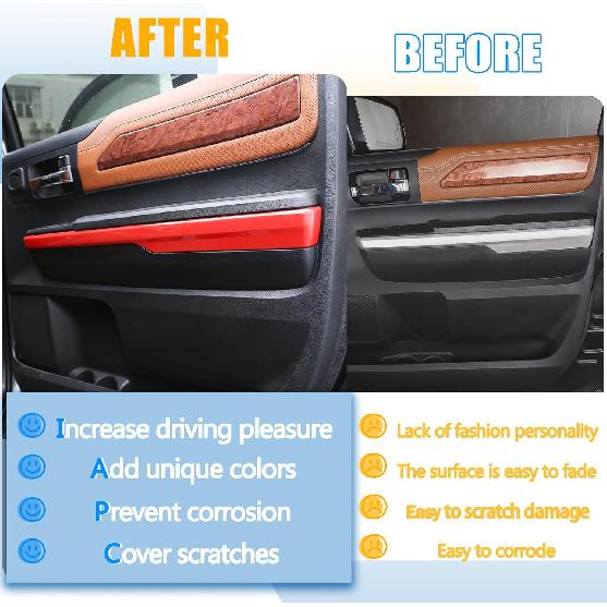LLKUANG Car Inner Door Armrest Panel Decoration Strip Trim Compatible with Toyota Tundra 2014-2020 Pickup Car Door Protective Panel Cover
