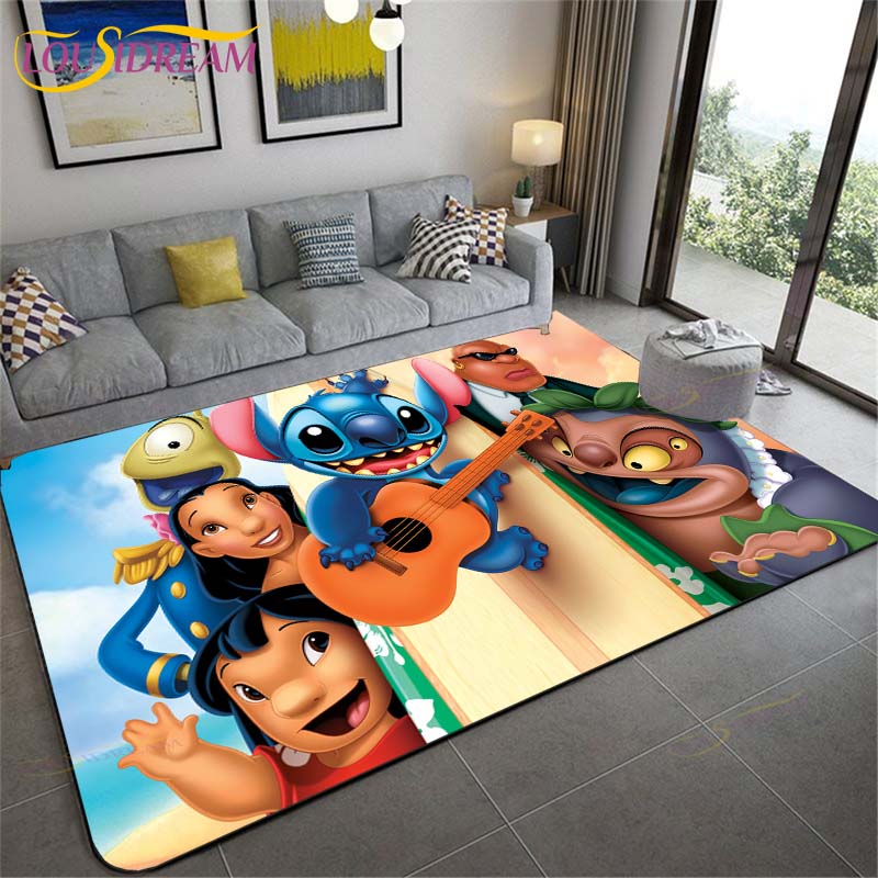 New Cartoon Stitch Carpets Kids Crawling Carpets Living Room Tea Table Mats Bedroom Rug Washable Floor Mats Household Area Mat