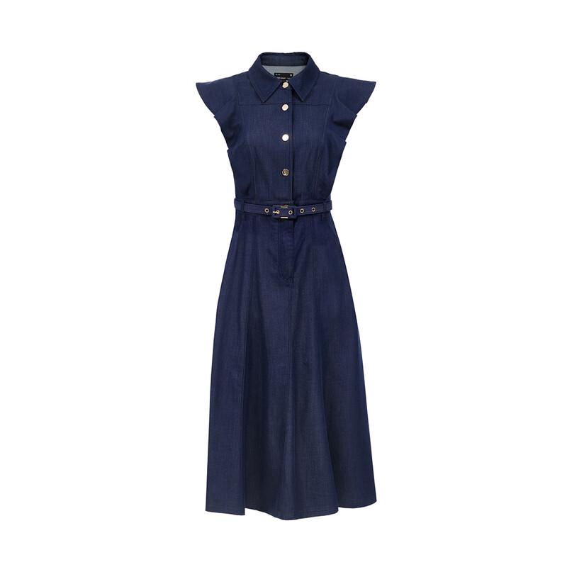 Veromoda 2025 Summer Ruffled Button Tencel-Blend Long Dress
