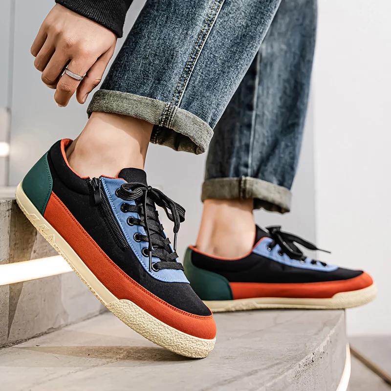 Men's Canvas Shoes Casual Breathable Non-Slip Walking Shoes Lightweight Comfortable Sneakers for Male