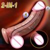2 in1 Super Realistic Dildo Penis Sliding Foreskin ejaculation Big Dick Penetration Anal Female Masturbation Sexy Adult Sex toys
