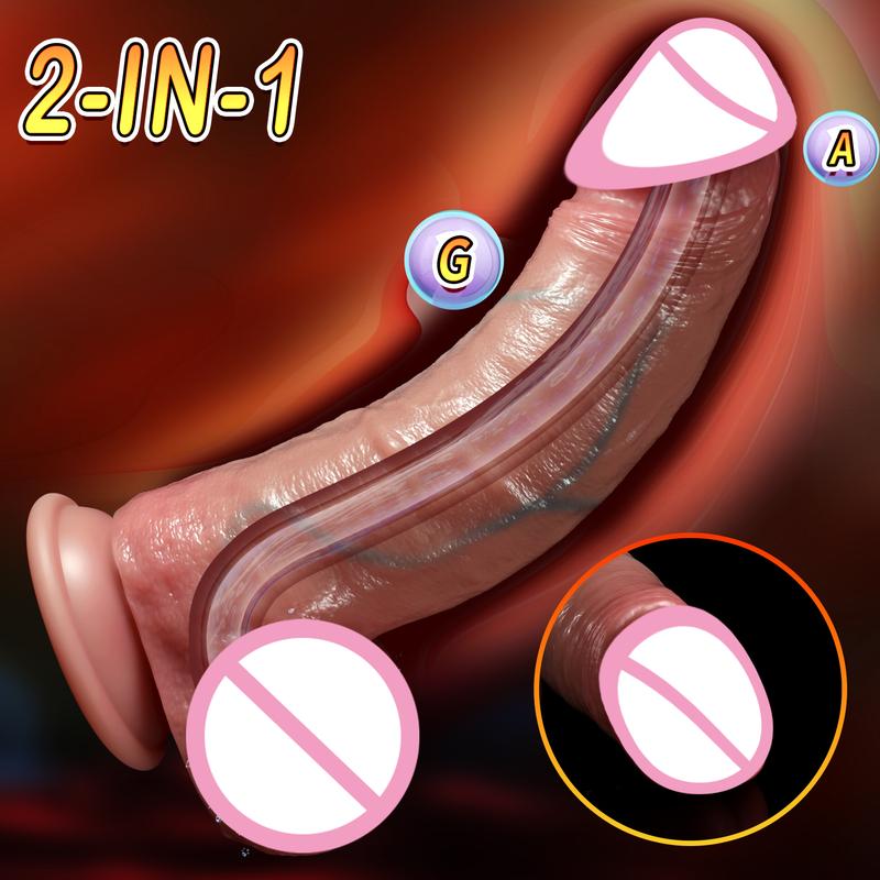 2 in1 Super Realistic Dildo Penis Sliding Foreskin ejaculation Big Dick Penetration Anal Female Masturbation Sexy Adult Sex toys