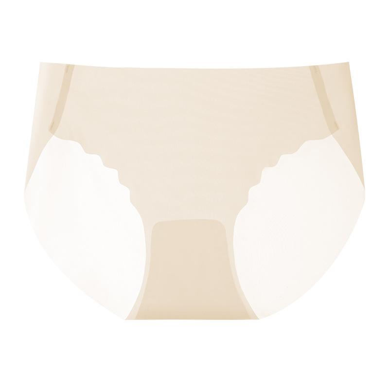 

Ladies Summer Thin Sexy Ice Silk Pure Cotton Crotch Antibacterial Breathable Non Scar Low Waist Triangle Briefs M телесный