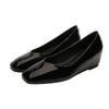 Schwarze Loafer mit verstecktem Absatz: Damen Rutschfester Keil mit Quadratischer Spitze, Professionelle Weiche Sohle für Küche, Lackleder, für Frühling & Herbst.