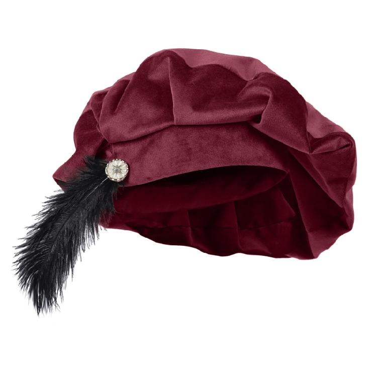 Renaissance Feather Hat Light Weight Polyester Medieval Beret Cap For Men Women Kid Halloween Renaissance Themed Event