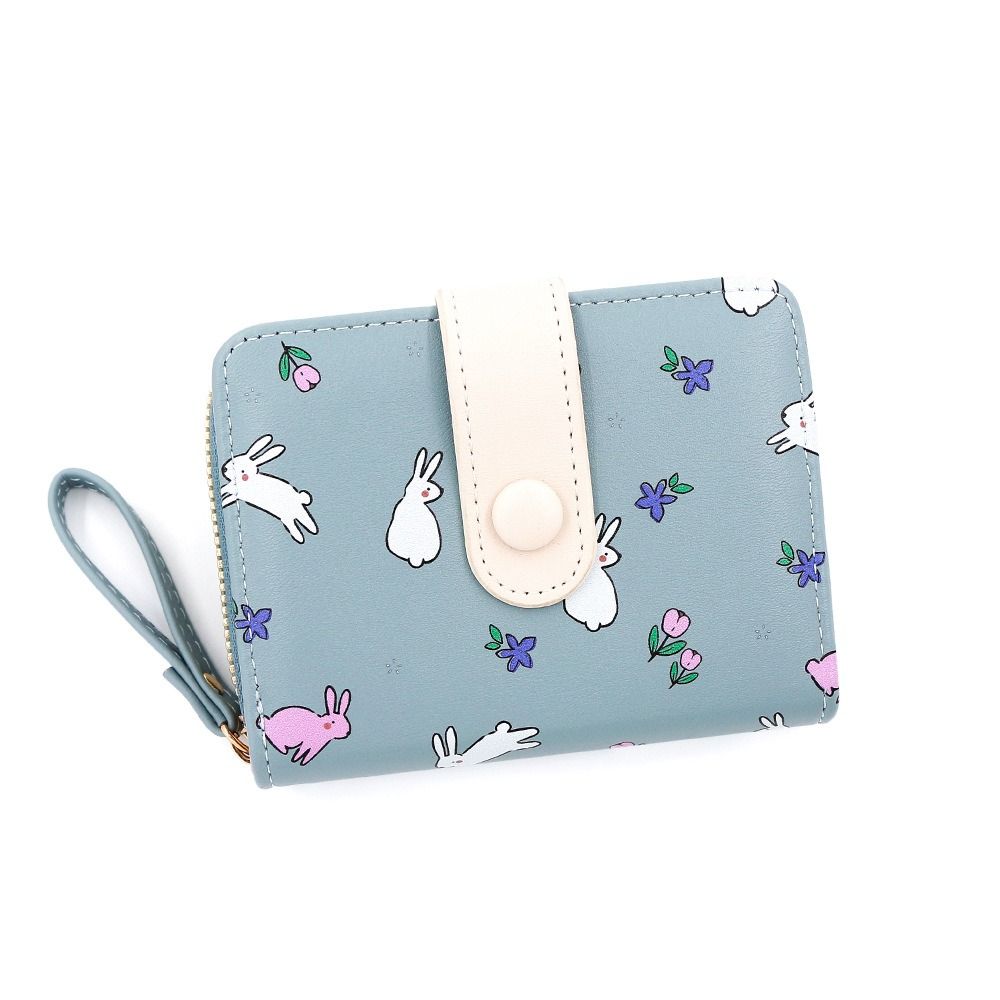 Multi-card Slot Rabbit Folding Wallet Lovely PU Leather Wallet Sweet Rabbit Purse Bag  Women