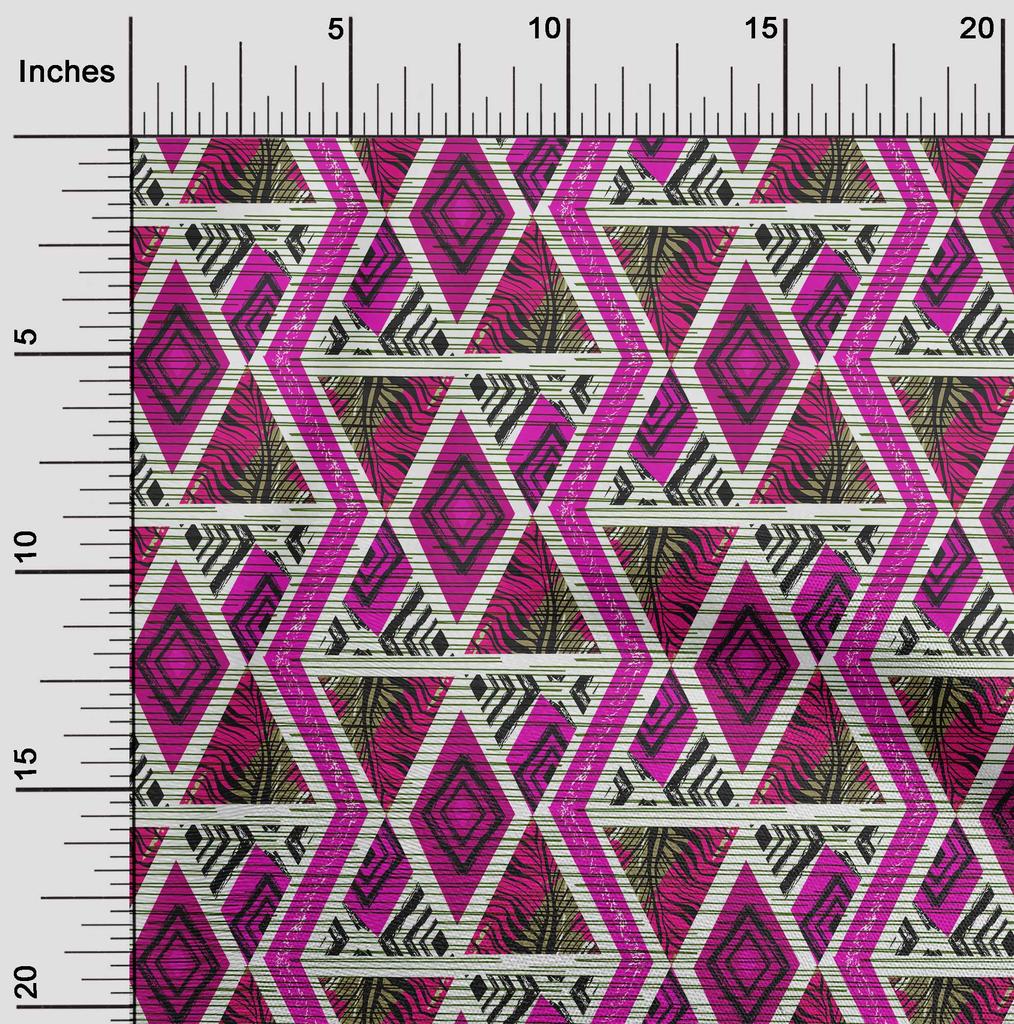 oneOone Cotton Poplin Fuschia Pink Fabric Geometric Mix Texture Fabric For Sewing Printed Craft Fabric By The Yard 42 Inch