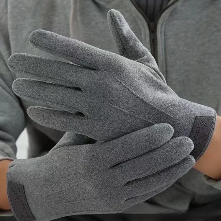 Men's German Velvet Thermal Gloves – Winter Warm, Windproof, Heated, Touchscreen Cycling & Driving Gloves