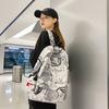 Schoolbag Korean Version Japanese Ins Fashion Trend Schoolbag Male Trendy Brand Couple Graffiti Print Junior High School Student Backpack