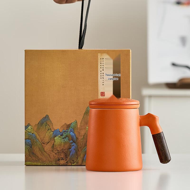 

Оранжевая керамическая чашка для воды, подарочный набор из 3 предметов