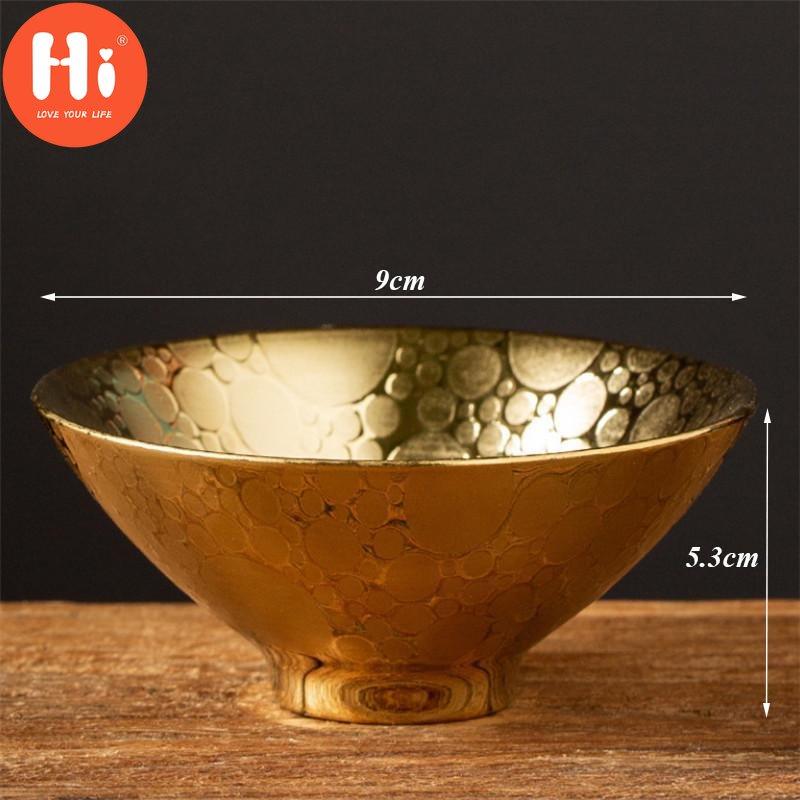 Hi Ceramic Gold Glaze Kung Fu Master Cup Porcelain Small Tea Bowl Handmade Office Teacups Water Mug Drinkware