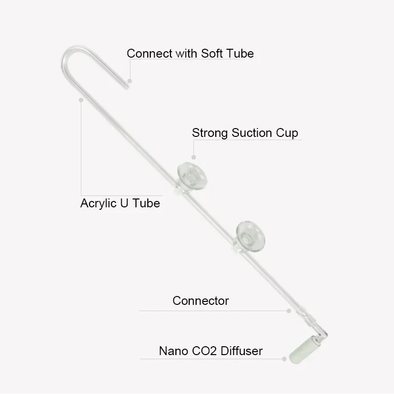 CO2 Diffuser Acrylic Tank Regulator CO2 Atomizer with Nano Diffuser Suction Cups Acrylic Aquarium Fish Tank Aquatic Accessories