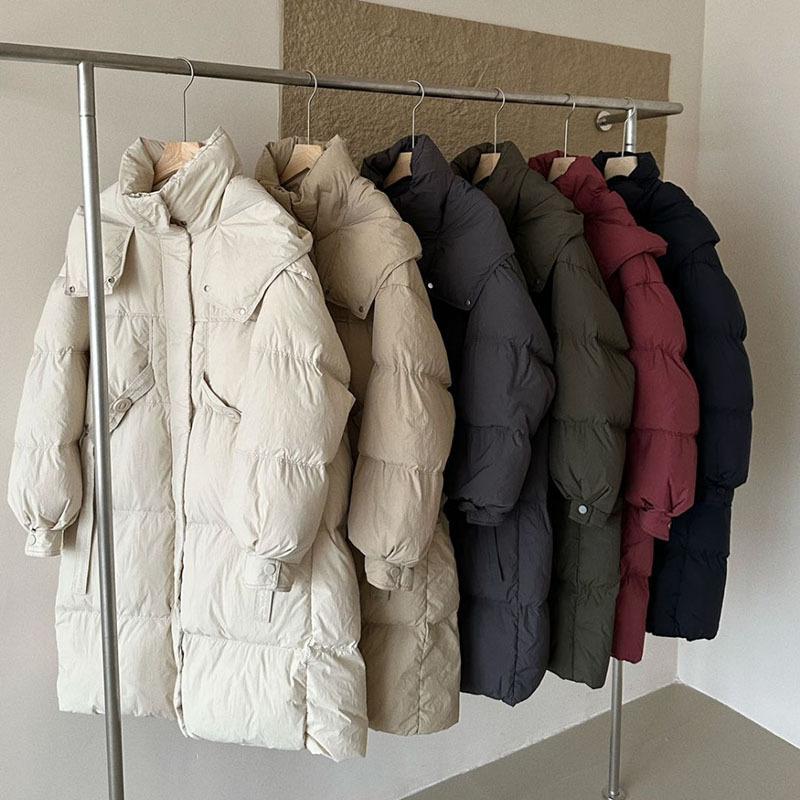 European long white duck down jacket women's 2025 winter fashion design sense streamer to keep warm over the knee thickened jacket
