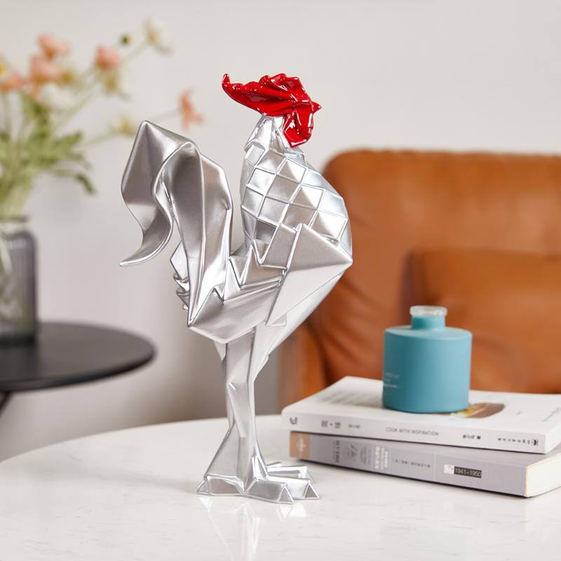 Creative Origami Resin Rooster Craft Ornaments Abstract Animal Sculpture Decorative Art Rooster Statue Gift Home Decoration New
