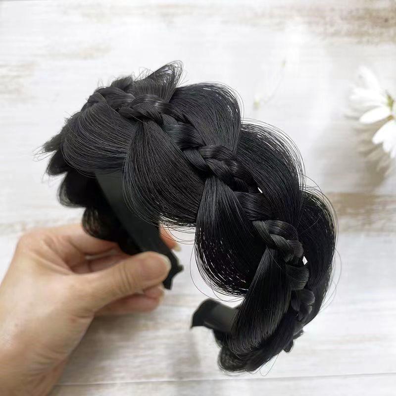 Braided Headband with Fishbone Fill, Women's New Style, Luxurious Feel, Human Hair Look, Crown-Height Boost, Gourd Braid, Handmade Woven Design.