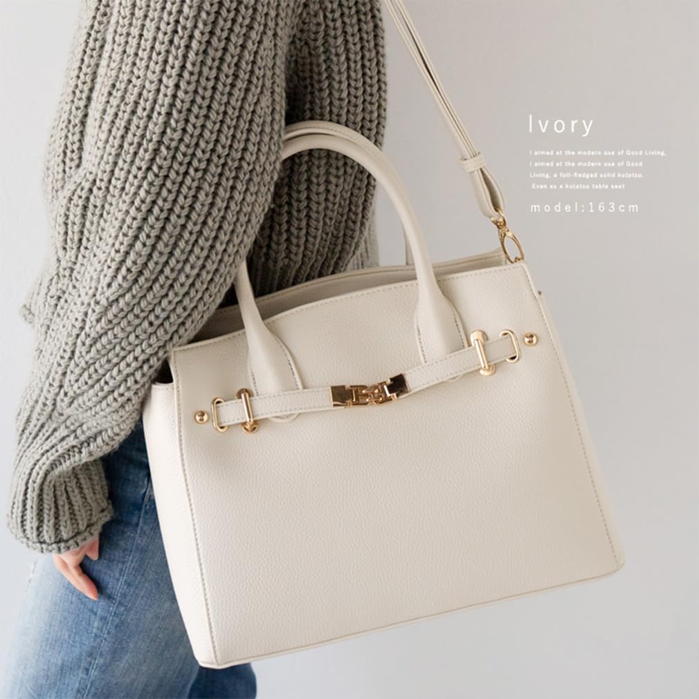 VITAFELICE Square 2-Way Tote Bag for Women, binb-p2412y (Ivory)