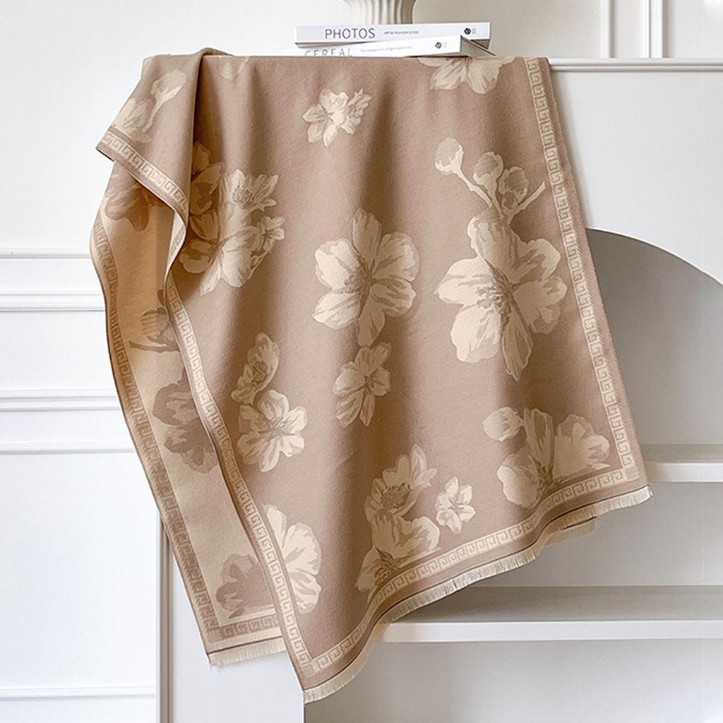 Design Floral Printed Imitation Cashmere Scarf Women Winter Pashmina Shawls Wraps Thick Warm Bufanda Stoles Blanket Luxury