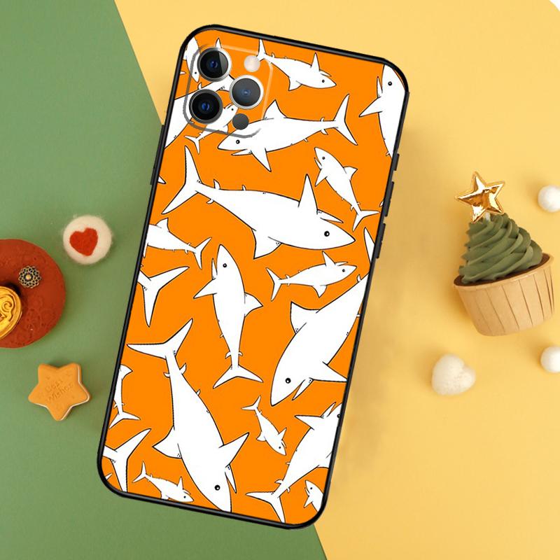 Cartoon Shark Phone Case For iPhone 17 17Air 16 15 14 13 11 12 Pro Max 12 13 Mini 16E Shockproof Cover