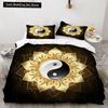Yin Yang King Queen Duvet Cover Mandala Bohemian Bedding Set Retro Lotus Tai Chi Bagua Comforter Cover Chinoiserie Quilt Cover