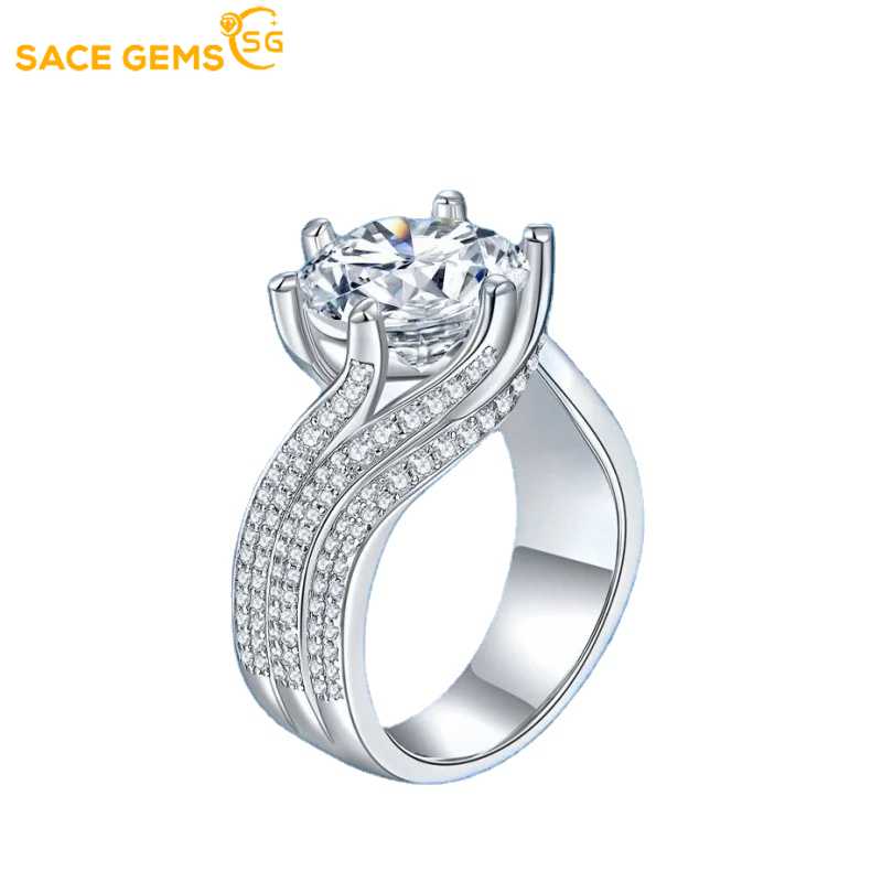 Sace Gems Certyfikat GRA 5CT Moissanite pierścień VVS1 Lab diamentowy pasjans pierścionek dla kobiet obietnica zaręczynowa biżuteria obrączkowa