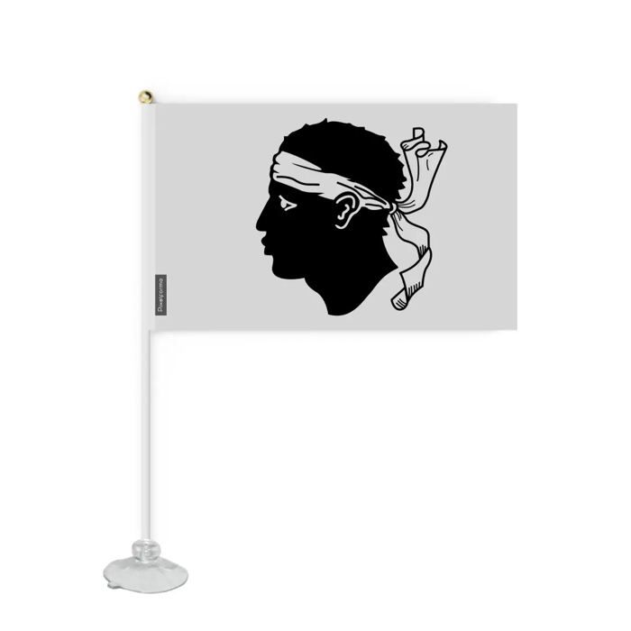 Drapeau - Corse - Mini Drapeau Ventouse - 20 X 30 Cm - Polyester - Impression Recto/Verso