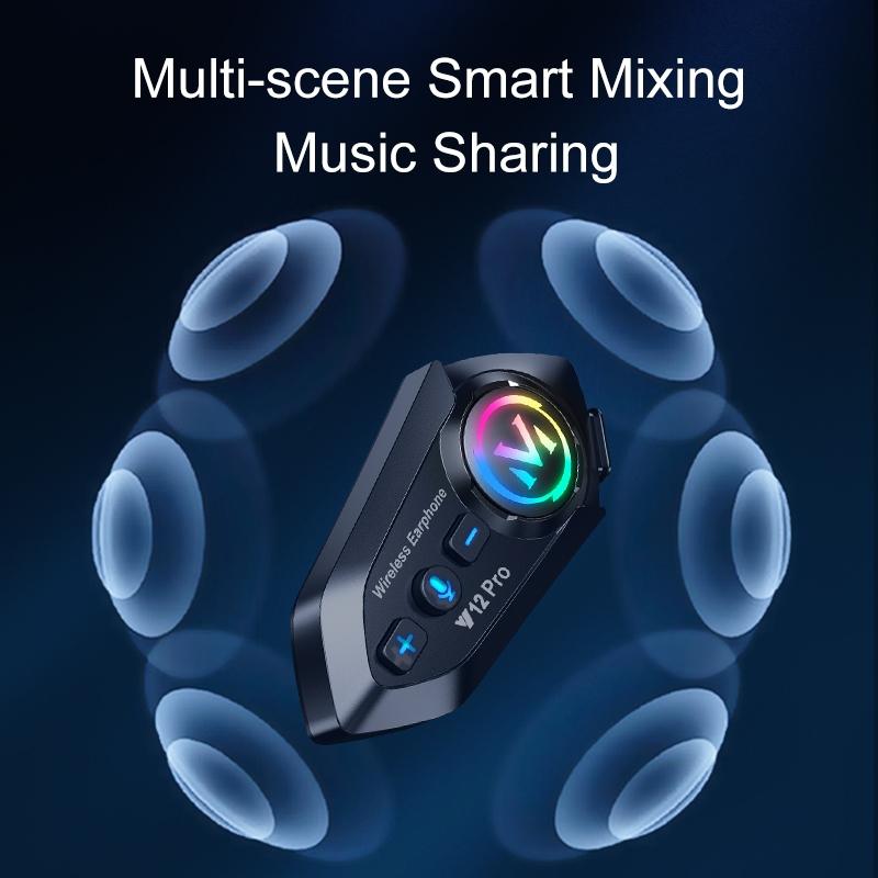 Y12 Pro Bluetooth Helmet Headset 500m Range Music Sharing Waterproof