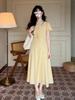 French Temperament Bubble Sleeve Yellow Floral Dress Children's Summer New Small Super Good-looking Long Dress