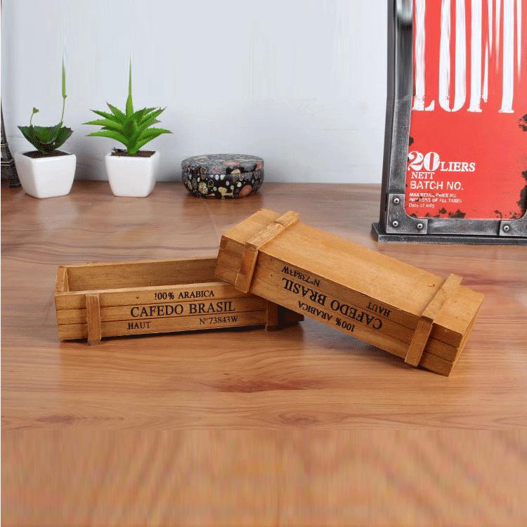 Retro Wooden Succulent Planter and Organizer Box