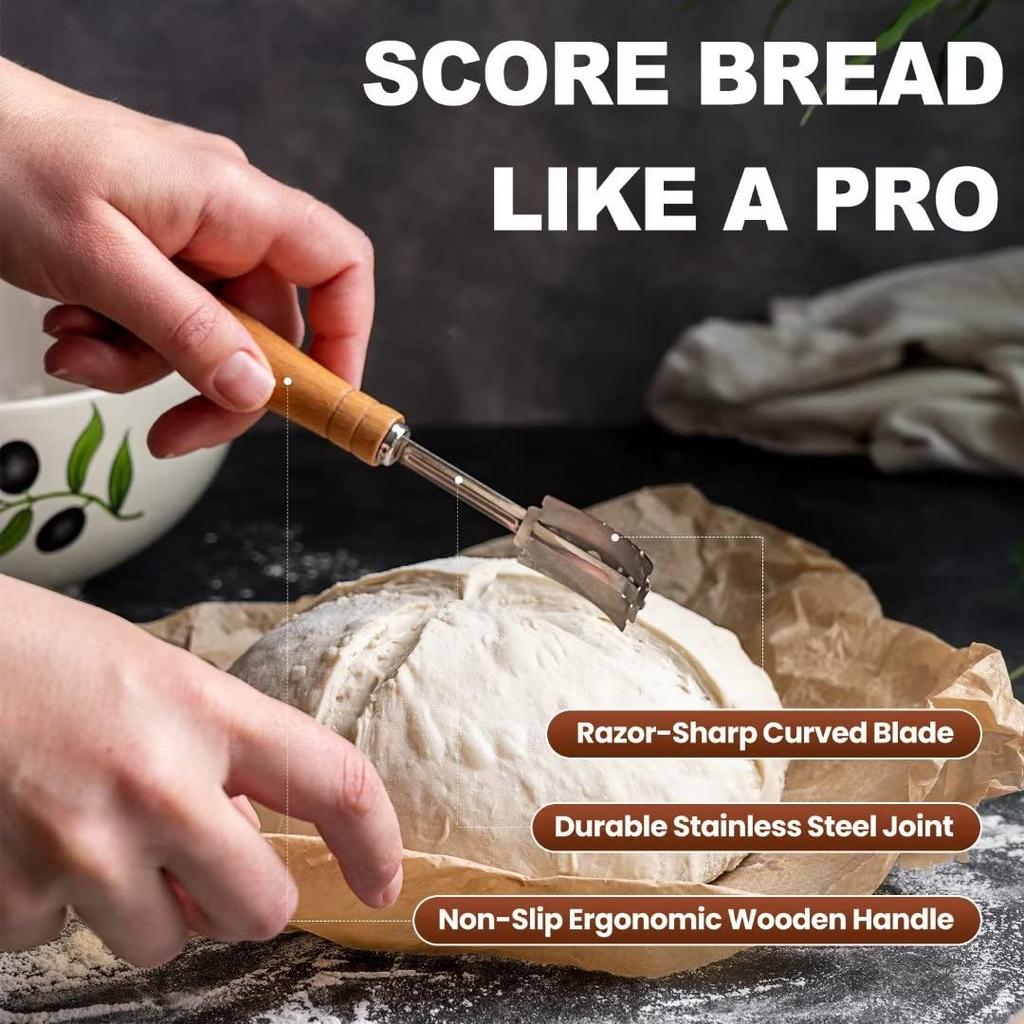 Bread Lame Tool Stainless Steel Sourdough Slashing Tool Dough Scoring Knife with 5 Razor Blades Bread Cutting Supplies