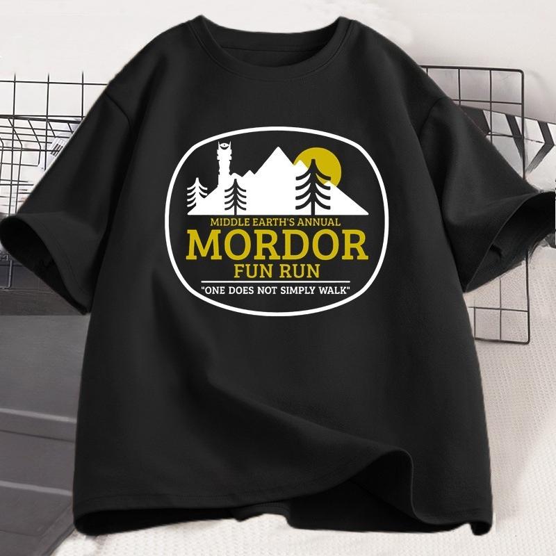 Middle Earths Annual Mordor Funny Run T Shirt Trendy Vintage Cotton Short Sleeve Harajuku Tshirt Oversized Unisexs Clothing Tops