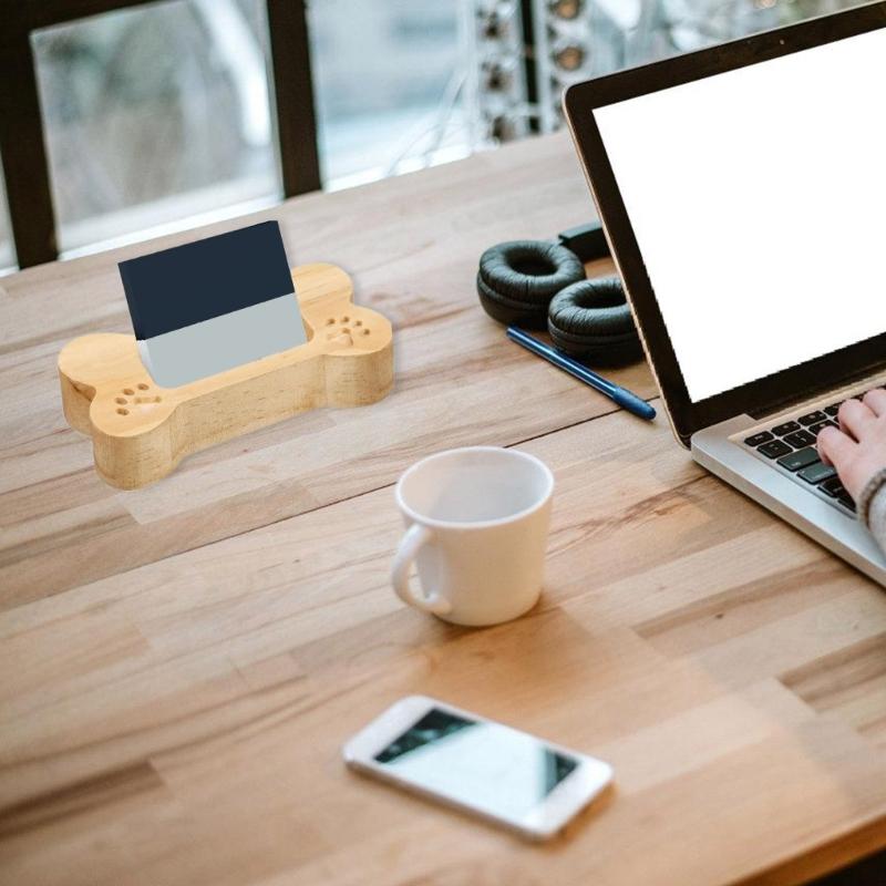 Elegant Wood Business Card Holders Table Display Stand for Desk Pet Paws Designed Office Tabletop Display Set of 2