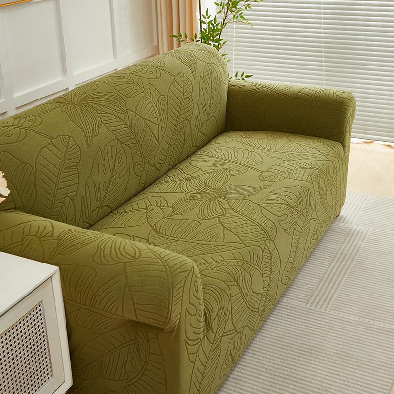 1 Stück Blättermuster Sofakissenbezug Elastische Passform Weicher Jacquard Waschbarer Sofaüberwurf für Wohnzimmer Couch Kissenbezüge